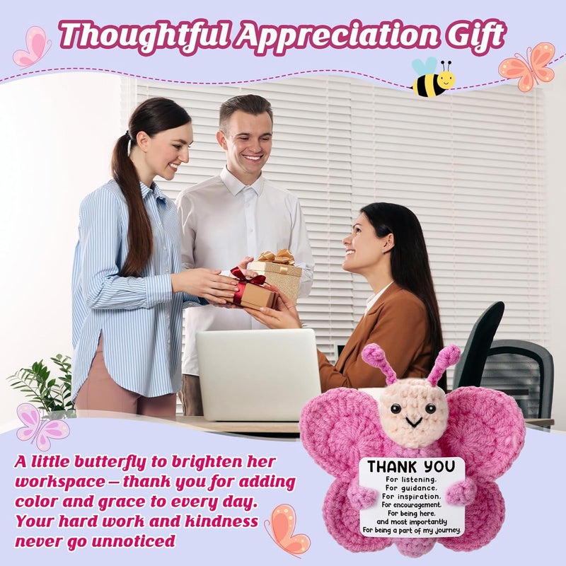 Weming Store Bosses Day Gifts for Women, Handmade Crochet Butterfly with Thank-You Card, Boss Lady Gifts, Best for National Boss Day, Retirement Farewell Goodbye Appreciation & Job Leaving - Image 5